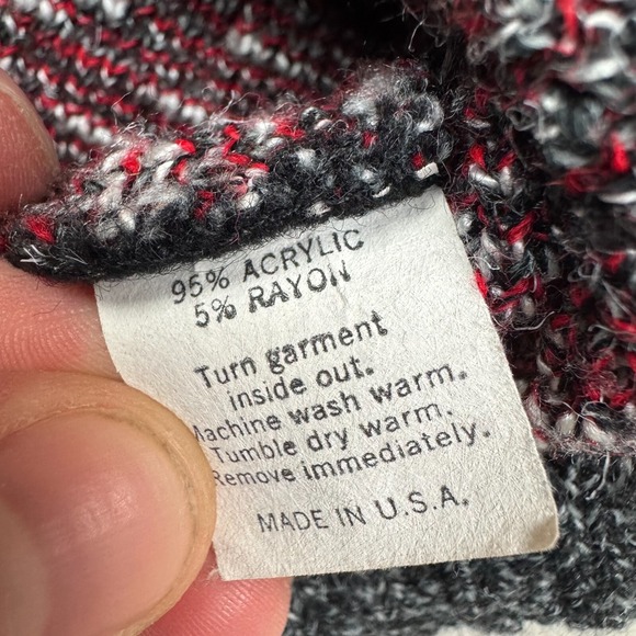 Vintage Le Tigre Cardigan Sweater Knit Grandpa Geometric Made in USA Size S - Picture 10 of 11